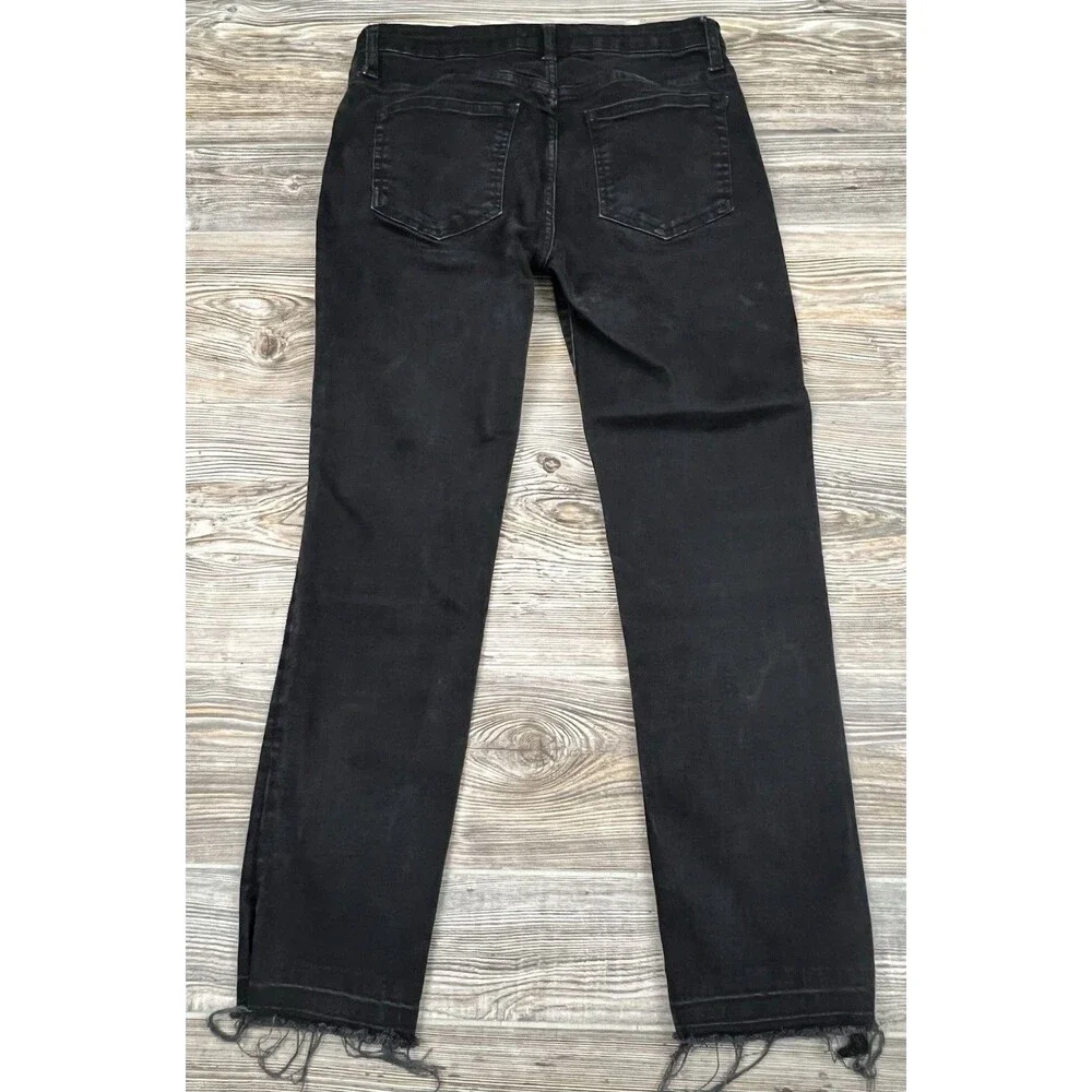Free People We‎ The Free Jeans Women's Sz 28 Mid-Rise Skinny Black Raw Hem